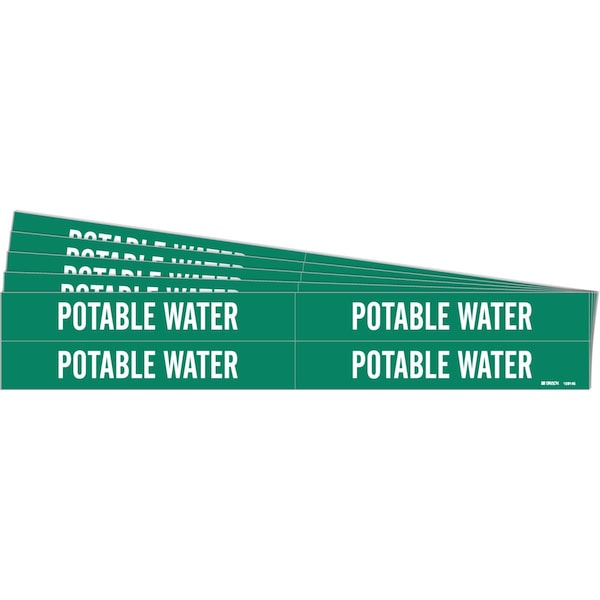 POTABLE WATER Pipe Marker Style 4 Polyester White on Green 4 per Card, 5 PK